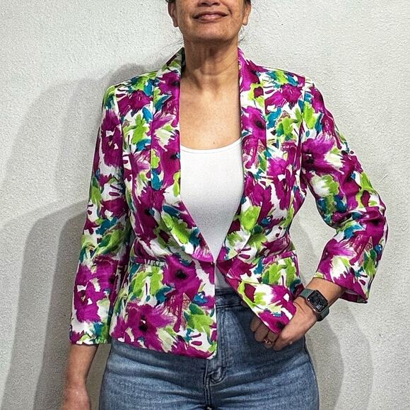 Kasper Floral Blazer Sz 8 - Picture 2 of 13